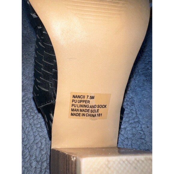 STEVEN MADDEN Nancii Black Perforated Leather Open Toe High Heel Ankle Boots 7.5 - Picture 7 of 11